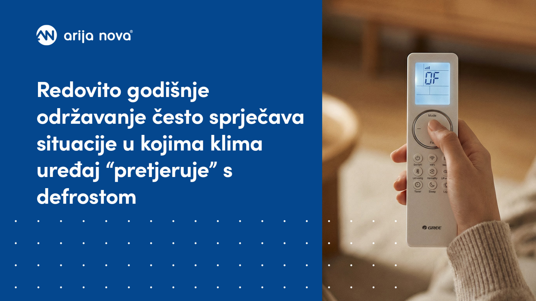 Saznajte što znači DF (defrost) na klimi, zašto se uključuje tijekom grijanja, kako ga prepoznati te kada je normalan, a kada treba servis.